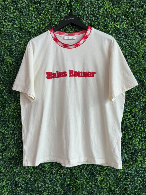 WALES BONNER EMBROIDERED NECKLINE TEE