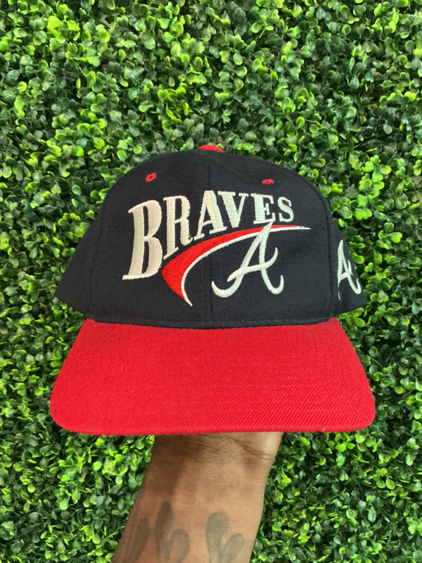 VINTAGE ATLANA BRAVES DREW PEARSON 2 TONE SNAPBACK CAP