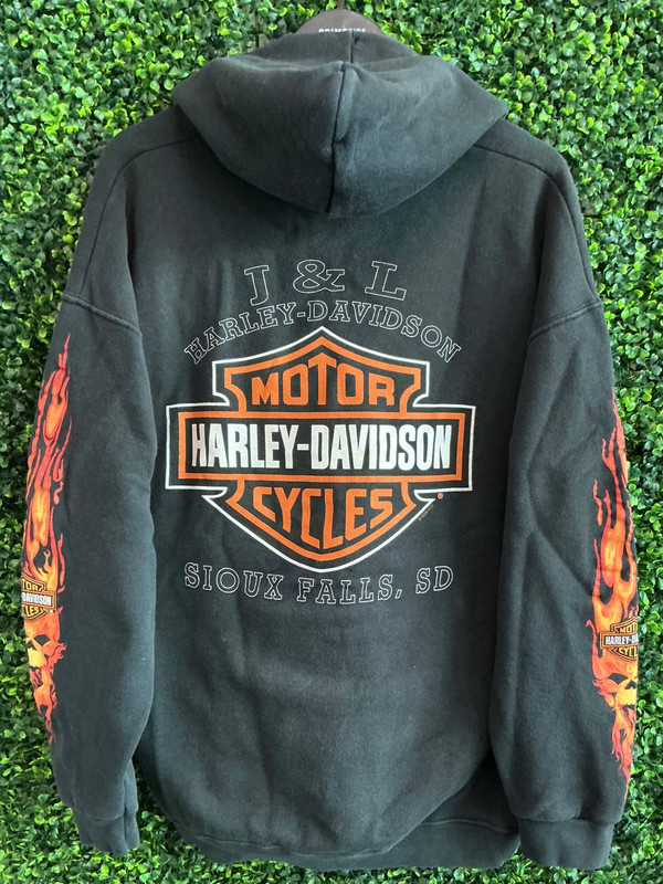 VINTAGE HARLEY DAVIDSON SIOUX FALLS FLAMES HOODIE