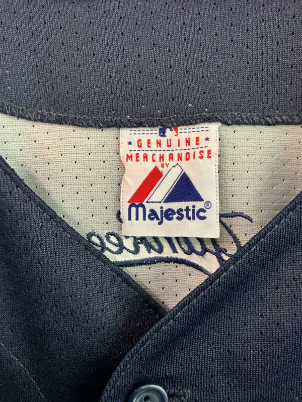 VINTAGE NEW YORK YANKEES BLUE/GREY MAJESTIC JERSEY