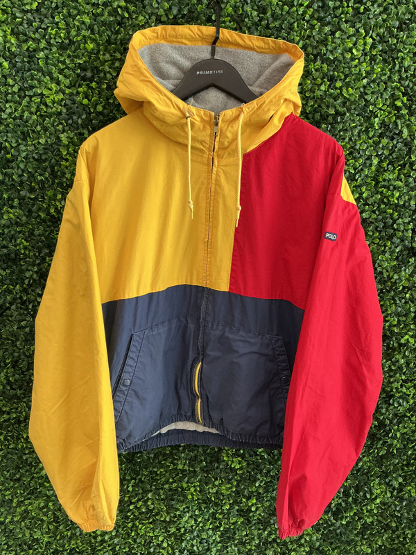 RARE POLO RALPH LAUREN COLORBLOCK ZIP UP HOODED JACKET