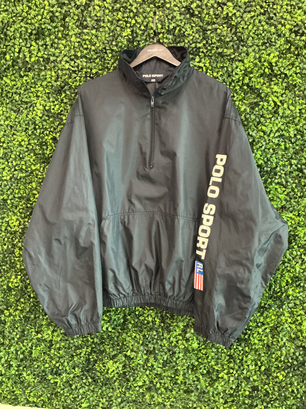VINTAGE POLO SPORT HALF ZIP NYLON JACKET