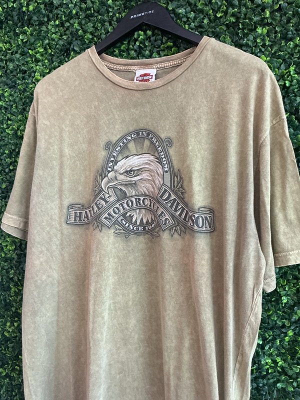 HARLEY DAVIDSON INVESTING IN FREEDOM GREEN WASH TEE