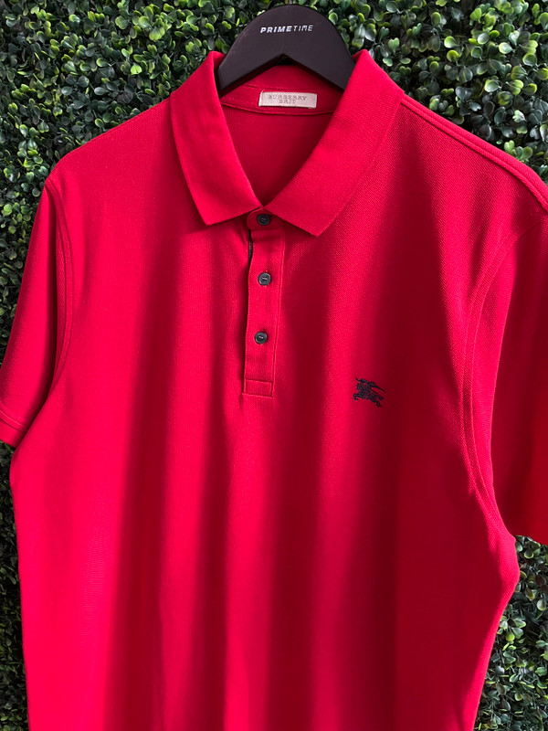 BURBERRY RED EMBROIDERED POLO