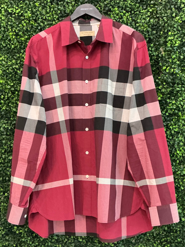 BURBERRY BURGUNDY CHECKS L/S SHIRT