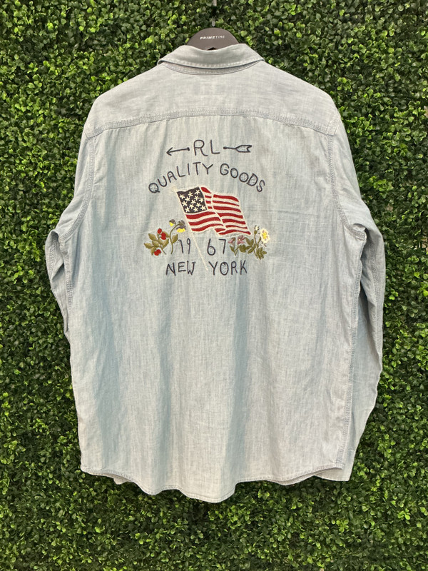POLO RALPH LAUREN RL QUALITY GOODS DENIM BUTTON UP