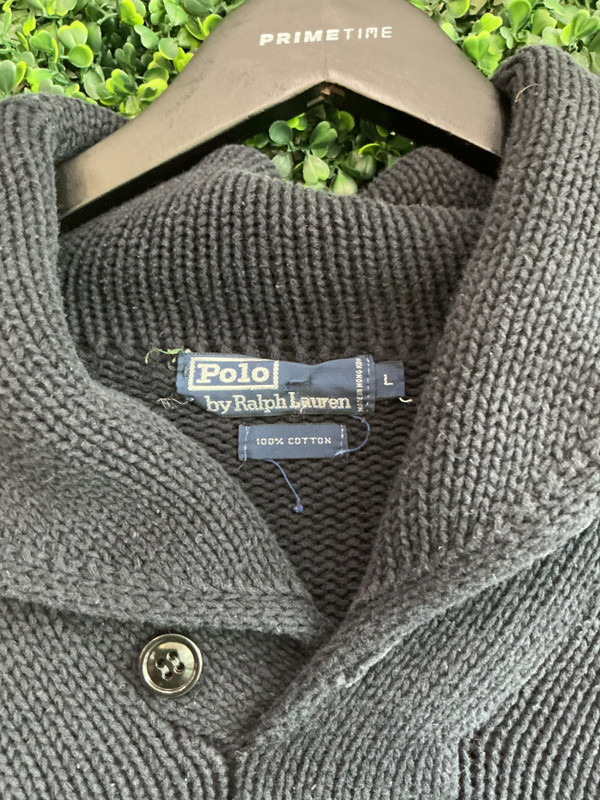VINTAGE POLO RALPH LAUREN USA NAVY SHAWL SWEATER