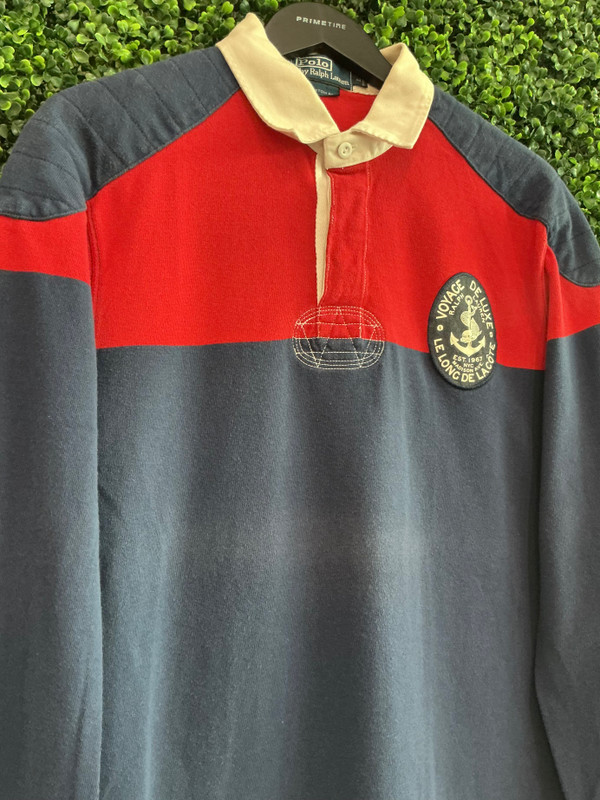 VINTAGE POLO RALPH LAUREN VOYAGE DE LUXE RED/BLUE RUGBY