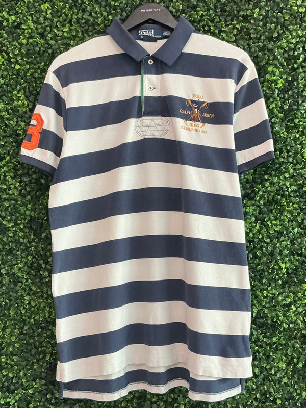POLO RALPH LAUREN BLUE/WHITE STRIPED TOP