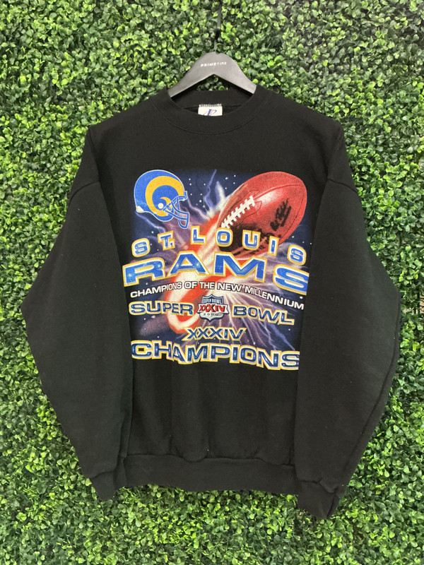 VINTAGE ST LOUIS RAMS SUPER BOWL XXXIV CHAMPIONS LOGO ATHLETIC CREWNECK