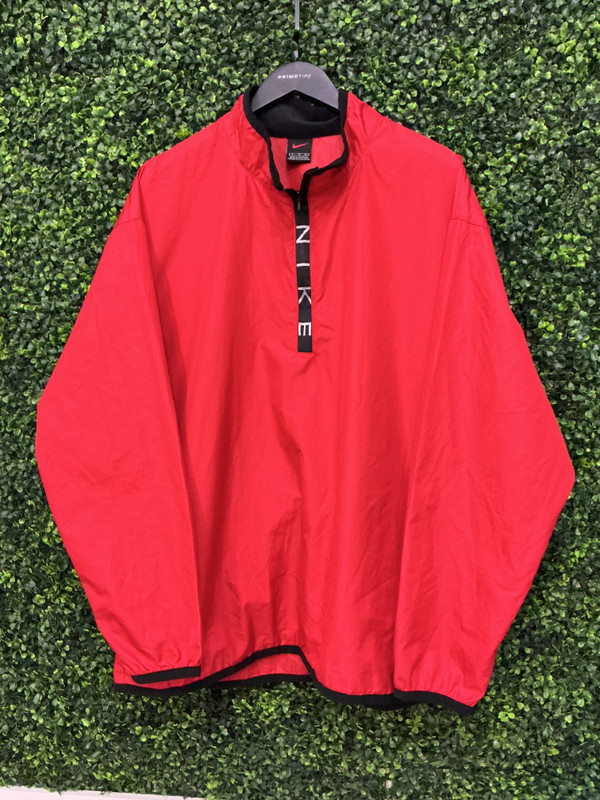 VINTAGE NIKE RED HALF ZIP WINDBREAKER