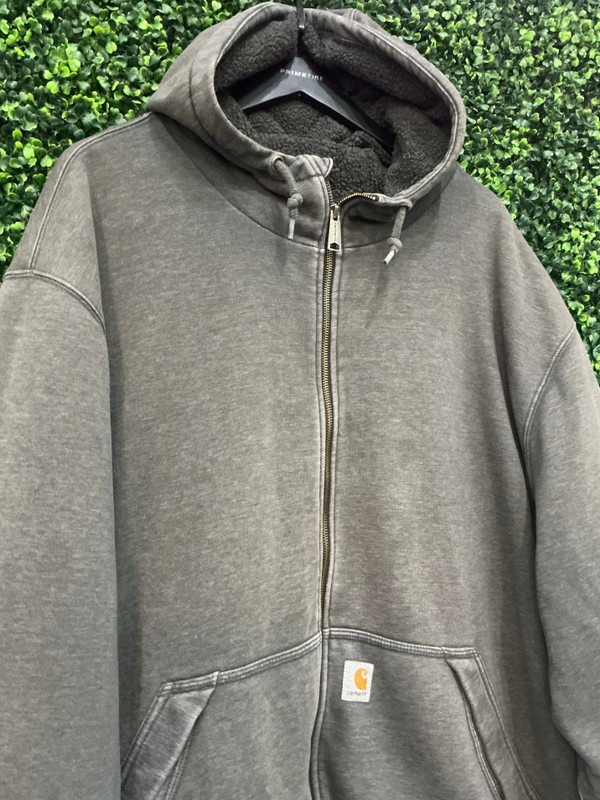 CARHARTT CHARCOL FLEECE LINED ZIP UP HOODIE