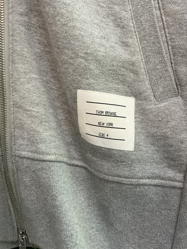 THOM BROWNE GREY ZIP UP SWEATER