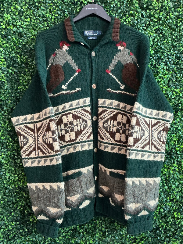 VINTAGE POLO RALPH LAUREN HAND KNIT SKI CARDIGAN
