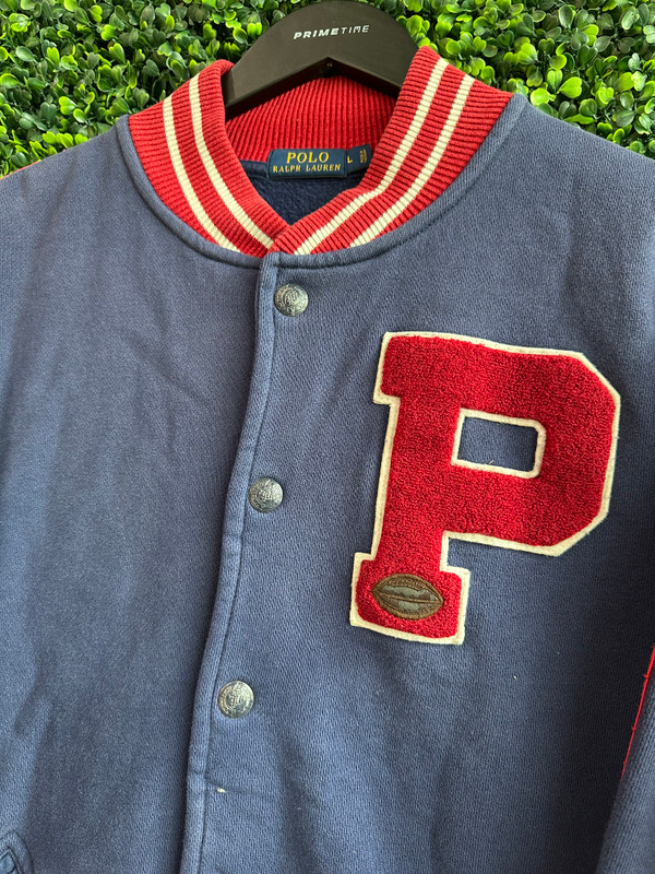 POLO RALPH LAUREN P LOGO COTTON VARSITY JACKET