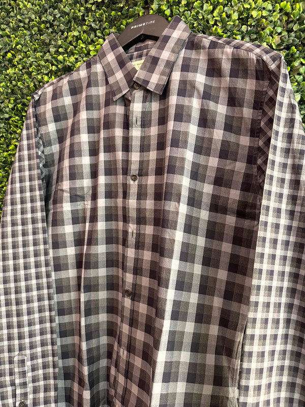 BURBERRY BUTTON UP GREY/BLUE (SZ M)