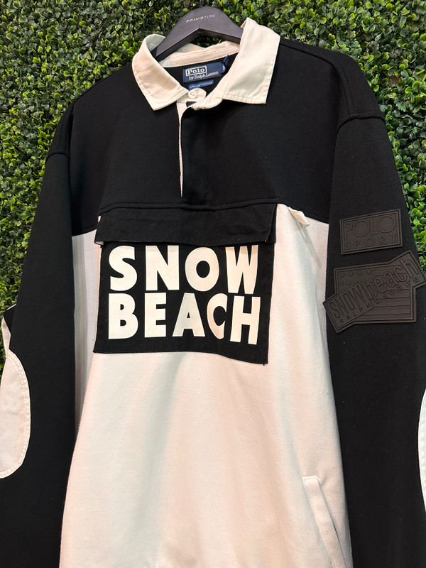 SNOW BEACH RETRO BLK/WHITE PULLOVER RUGBY