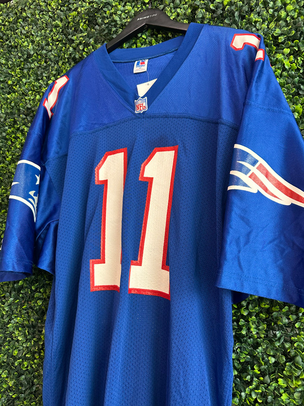 VINTAGE DREW BLEDSOE NEW ENGLAND PATRIOTS RUSSELL ATHLETIC JERSEY