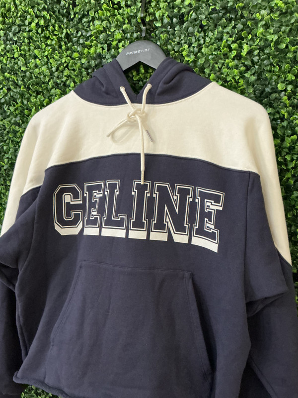 CELINE COLORBLOCK LOGO CROPPED HOODIE