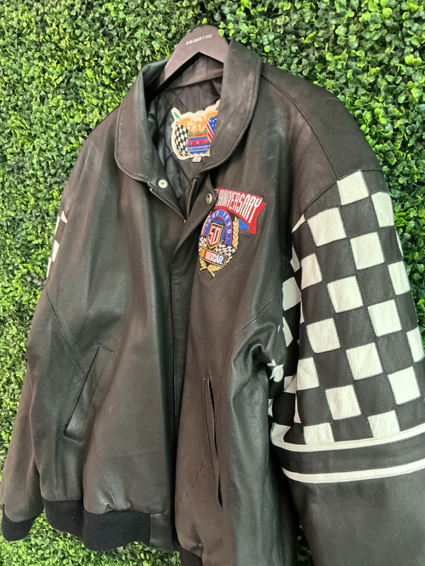VINTAGE JEFF HAMILTON NASCAR 50TH ANNIVERSARY LEATHER JACKET (SZ XXL)