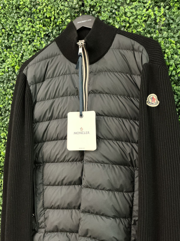 BRAND NEW MONCLER QUILTED DOWN & COTTON KNIT CARDIGAN