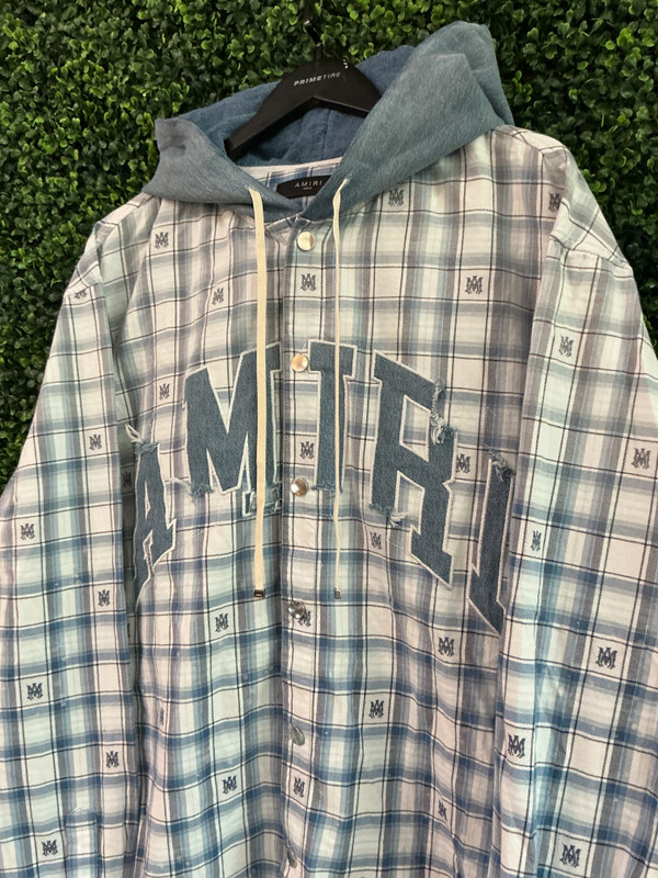 AMIRI MA PLAID HOODED OVERSHIRT