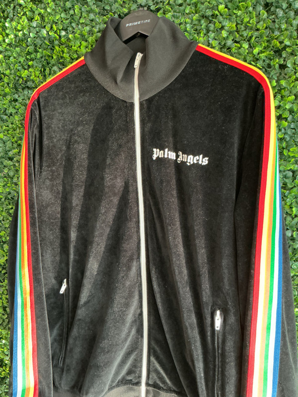 PALM ANGELS RAINBOW VELOUR TRACK JACKET (SZ XL)