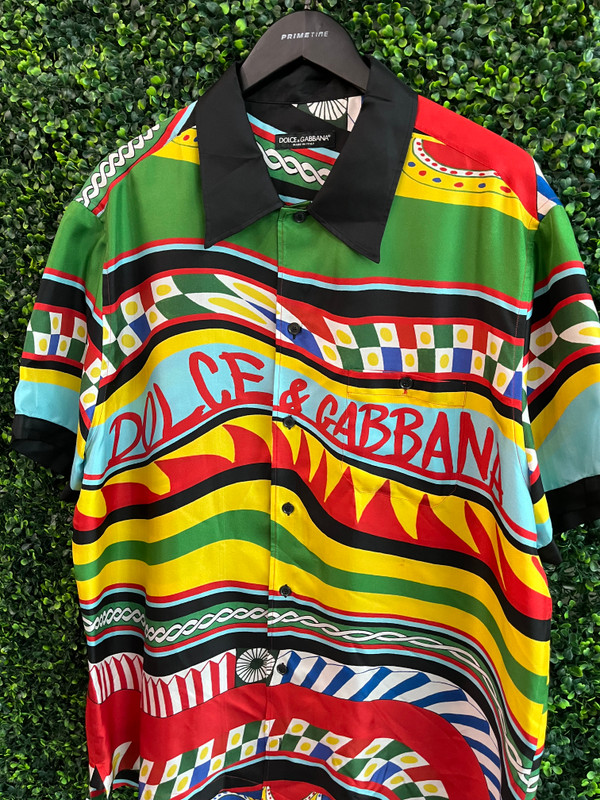 DOLCE & GABBANA CARRETTO PRINT SILK SHIRT