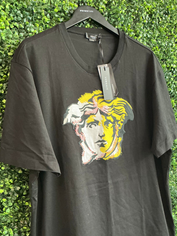 BRAND NEW VERSACE CRYSTAL EMBELLISHED MEDUSA BLACK TSHIRT