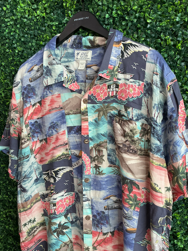 RALPH LAUREN RRL PATCHWORK PRINT CAMP BUTTON UP SHIRT