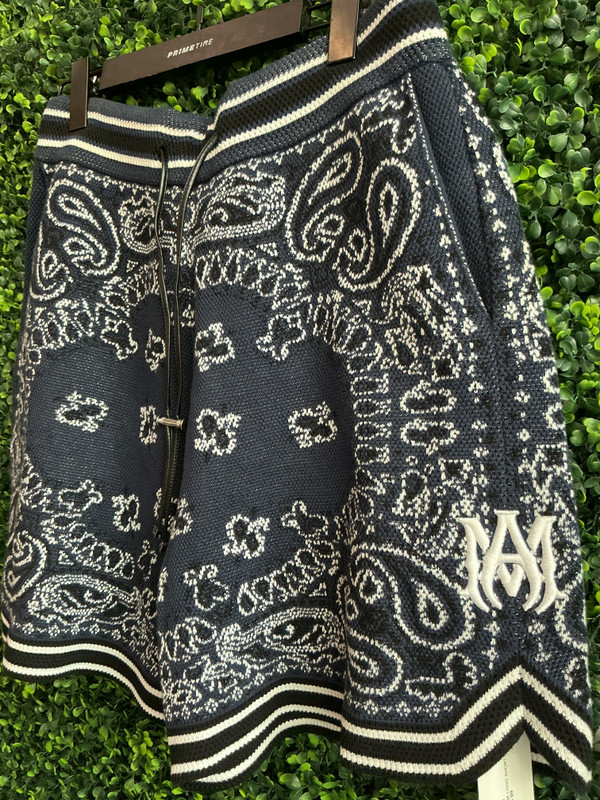 AMIRI BLUE BANDANA LOGO SHORTS