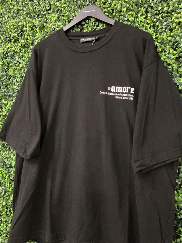 DOLCE & GABBANA OVERSIZED BLACK LEOPARD GRAFFITI TEE