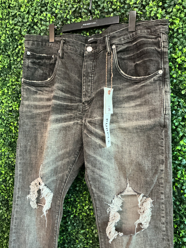 PURPLE BRAND P002 DIRTY GREY BLOWOUT JEANS (SZ 38)