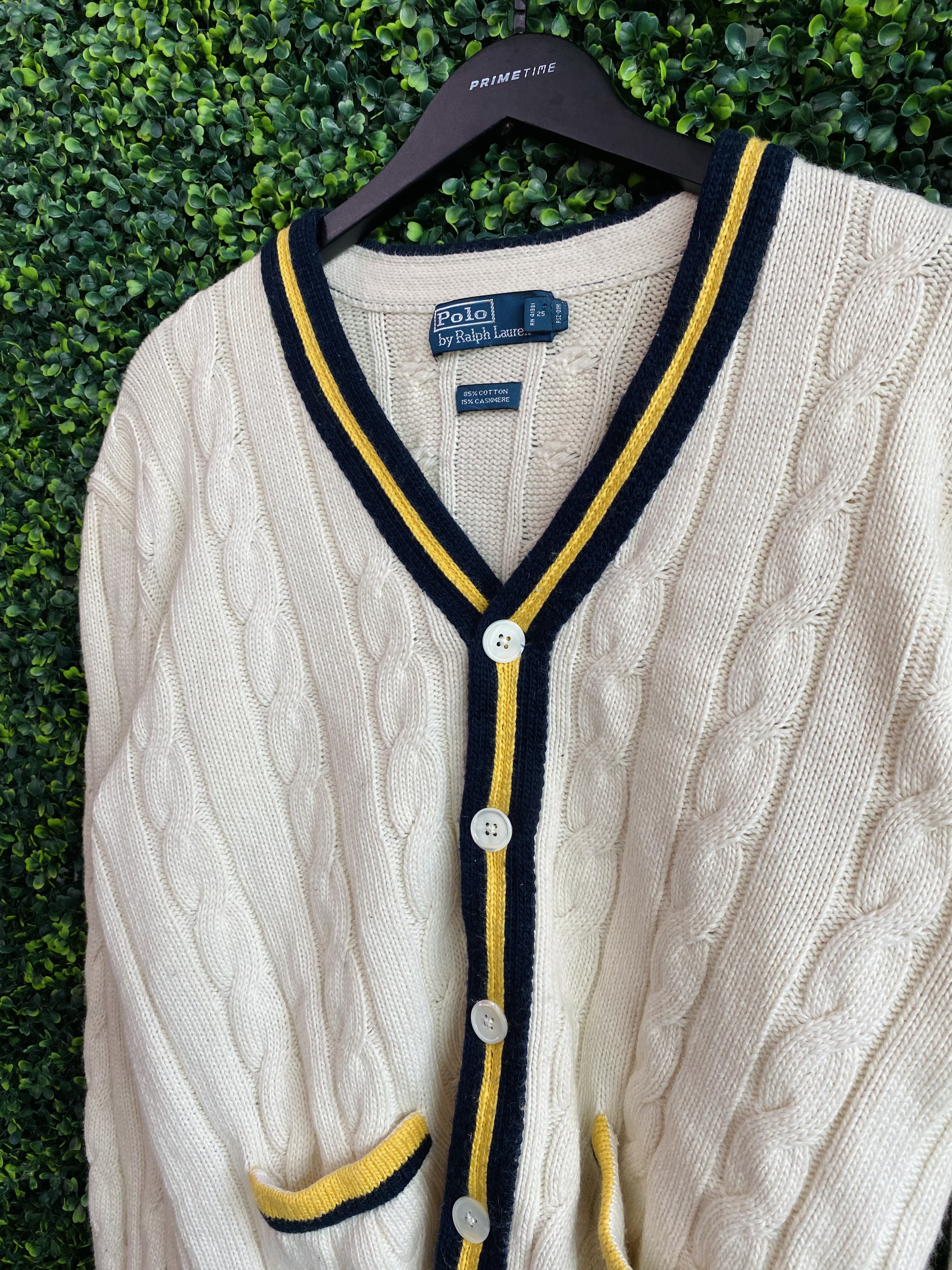 VINTAGE POLO RALPH LAUREN CABLE KNIT CARDIGAN - Primetime