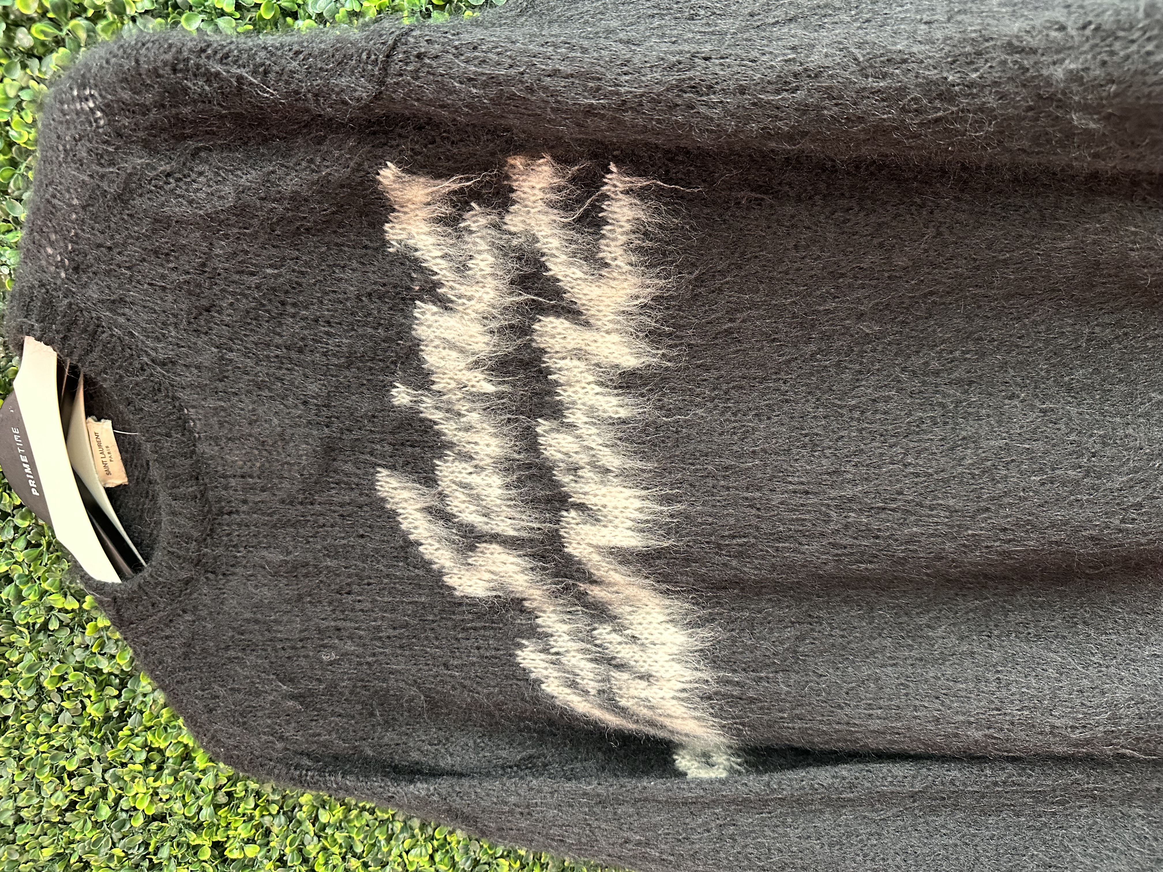 MOHAIR BLEND SAINT LAURENT LOGO SWEATER (SZ S) - Primetime