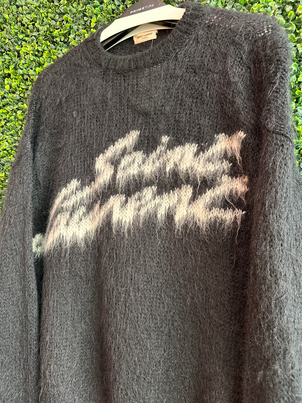 MOHAIR BLEND SAINT LAURENT LOGO SWEATER (SZ S) - Primetime