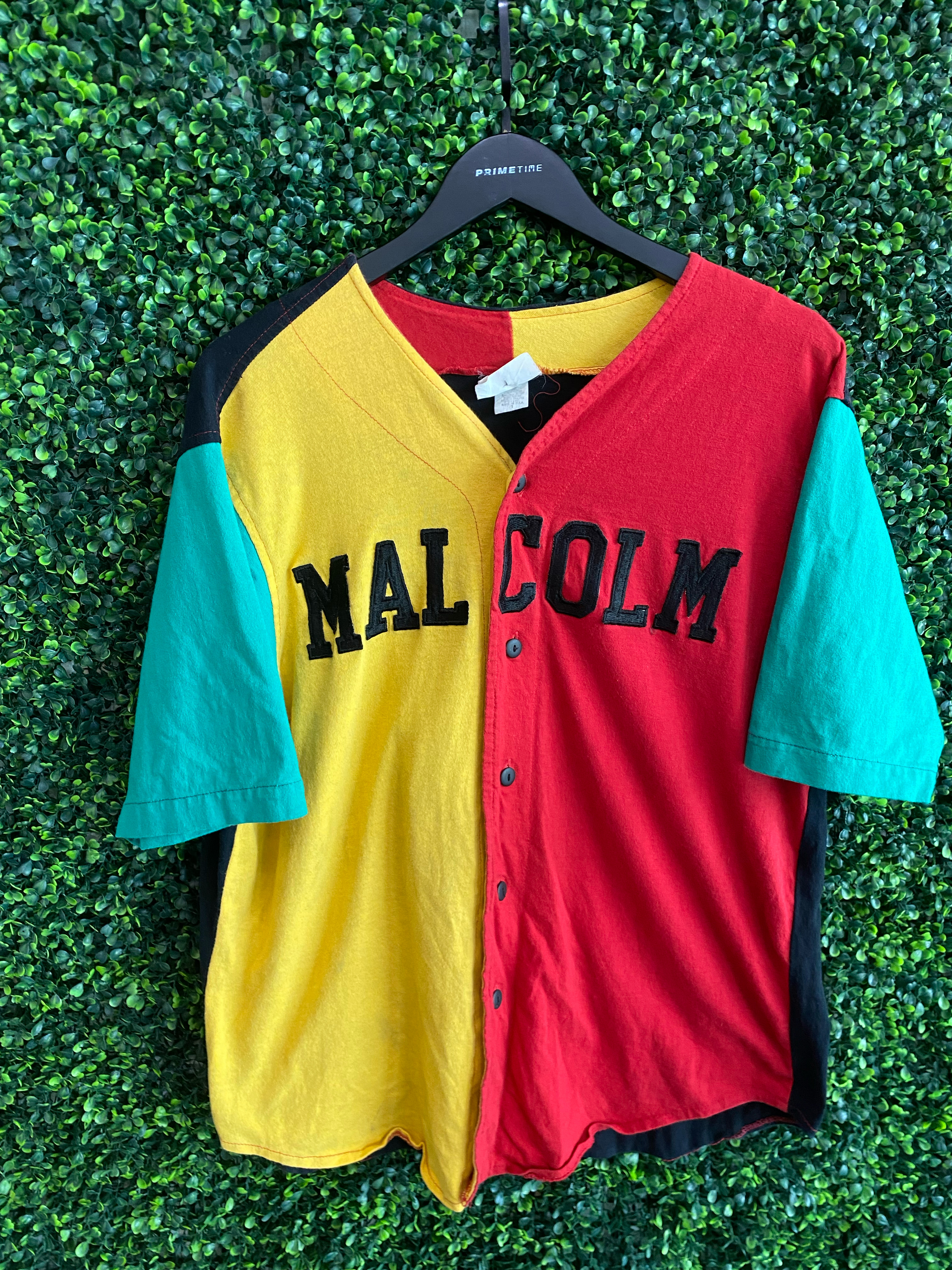 Malcolm X Blue and Red Baseball Jersey