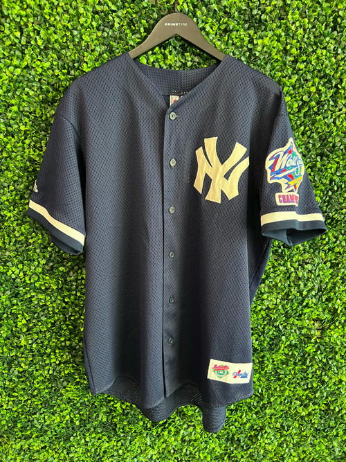 VINTAGE NY YANKEES NAVY MAJESTIC SCRIPT JERSEY - Primetime