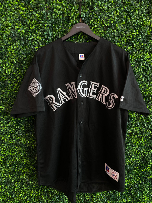 VINTAGE TEXAS RANGERS BLACK ON BLACK RUSSELL ATHLETIC JERSEY - Primetime