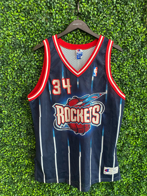 Authentic CHAMPION Houston Rockets #34 Olajuwon VINTAGE NBA Basketball  Jersey