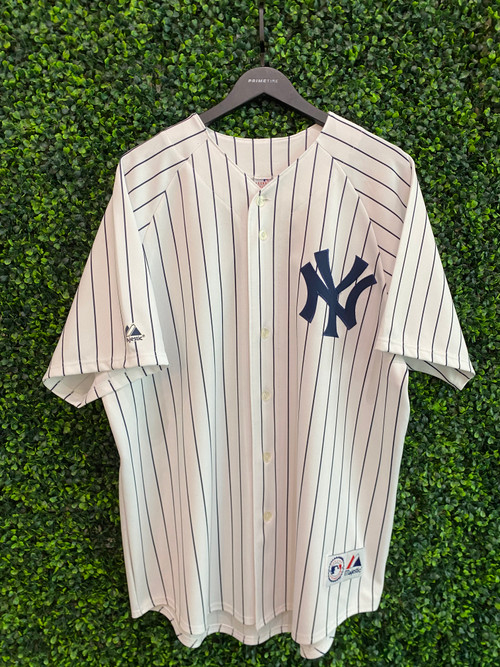 New York Yankees DEREK JETER pinstripe logo baseball jersey style t-shirt  Large