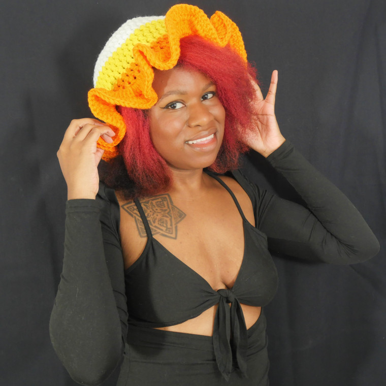 Candy Corn Ruffle Hat