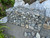 Oversized reject gravel in a gabion basket close up