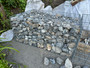 Oversized reject gravel in a gabion basket close up Oversized reject gravel in a gabion basket close up