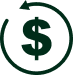 Money Back Guaranteed icon, dolar sign with circular back arrow