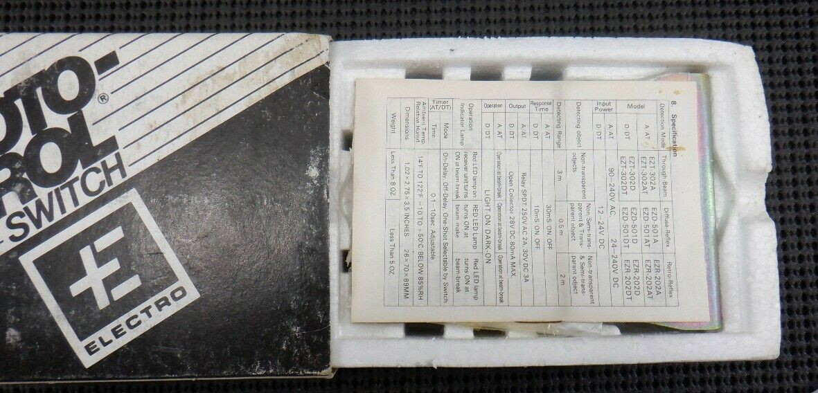 Switch Router Ezd Electro Corporation EZD-501D Diffuse-Reflex 12-24V DC 10mS Photo-Trol ...