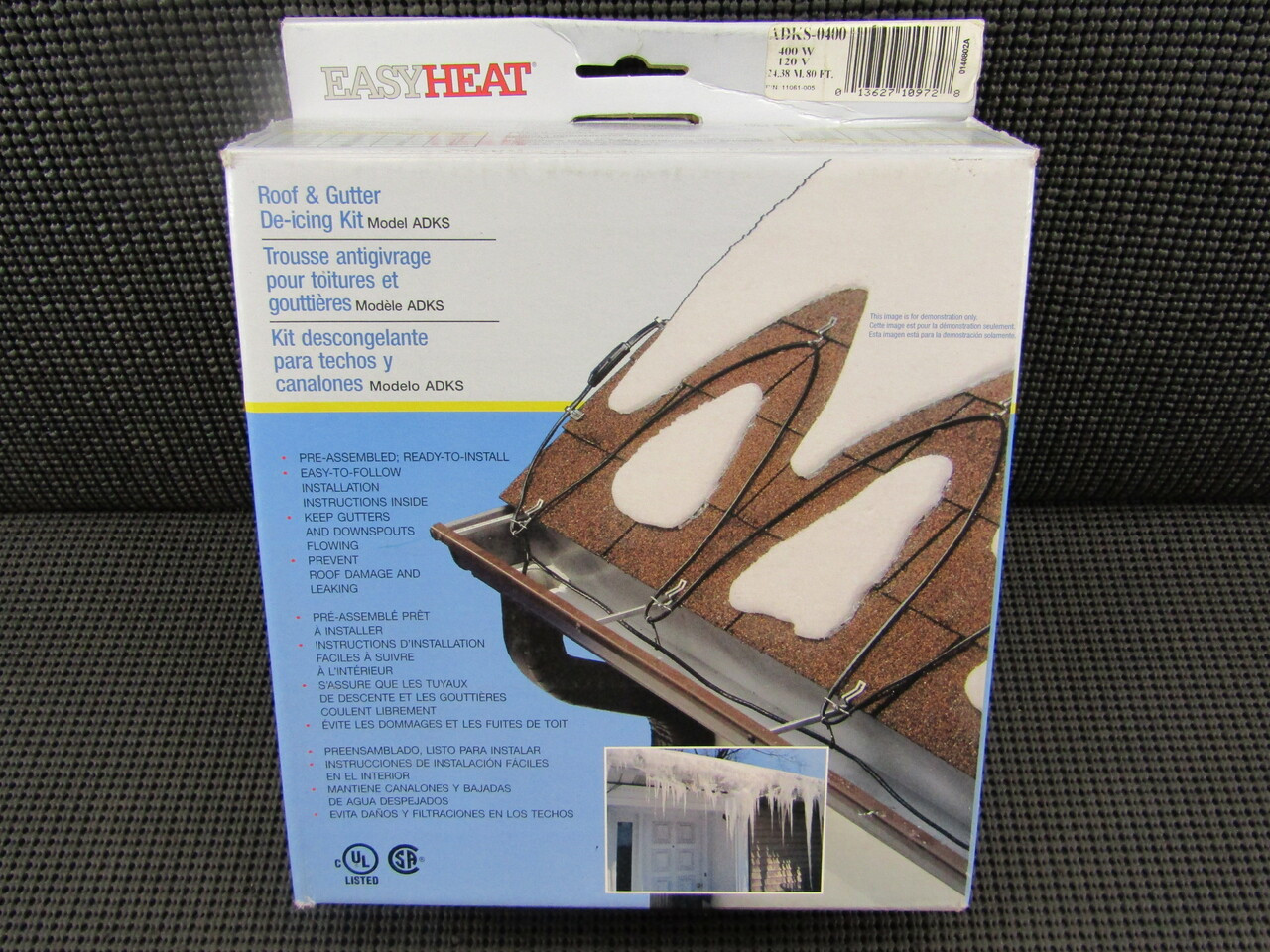 EasyHeat ADKS-400 80FT 400W 120V Roof \u0026 Gutter De-Icing Cable Kit, image size:1280x960