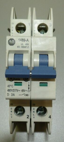 ALLEN BRADLEY 1489-A2D030 2P 3A 480/277V CIRCUIT BREAKER - NEW IN BOX