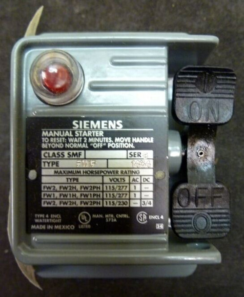 Siemens SMFFW1P 1 Pole Toggle Manual Starter Nema 4 1HP 277V