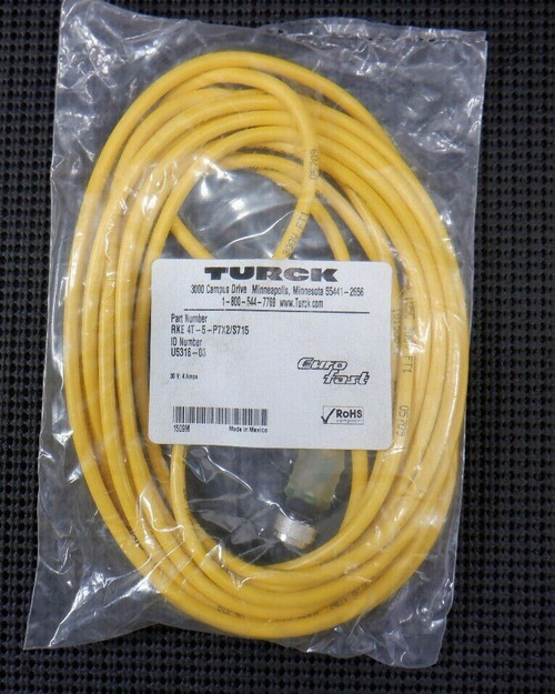 Turck RKE 4T-5-P7X2/S715 Eurofast Molded Cordset 30V 4A 5 Pin U5316-03